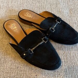 Franco Sarto Black Suede Mules size 6.5